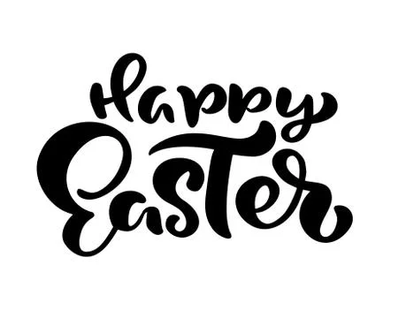 Hand drawn Happy Easter modern brush calligraphy text. Ink illustration Vector 스톡 일러스트
