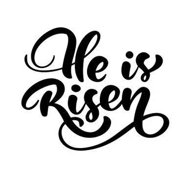 Hand drawn Happy Easter modern brush calligraphy lettering text bible He is Illustrazione stock