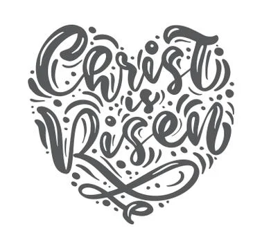Hand drawn Happy Easter modern brush calligraphy lettering text Christ is risen Illustrazione stock