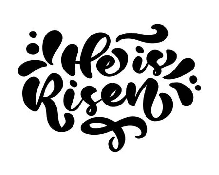 Hand drawn Happy Easter modern brush calligraphy lettering christian text He is Illustrazione stock