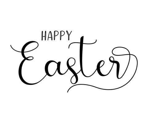 Hand drawn HAPPY EASTER quote as logo. Lettering for greeting card, ad Stock Illustration