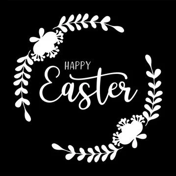Hand drawn HAPPY EASTER quote as logo. Lettering for greeting card, ad Stock Illustration