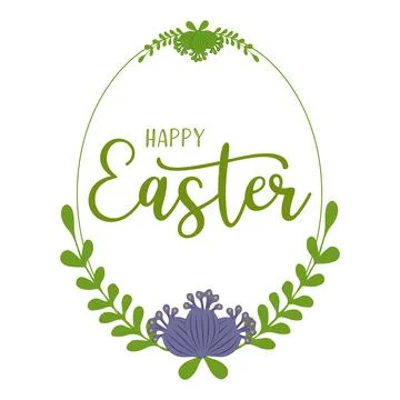 Hand drawn HAPPY EASTER quote as logo. Lettering for greeting card, ad Stock Illustration