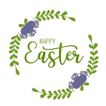 Hand drawn HAPPY EASTER quote as logo. Lettering for greeting card, ad Stock Illustration