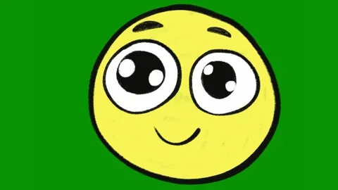 Hand-Drawn Happy Emote Animation with Large Eyes on Green Screen Video stock 320355789