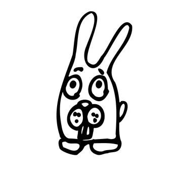 Hand-drawn hare. Children s drawing. The image is isolated on a white background Stock Illustration