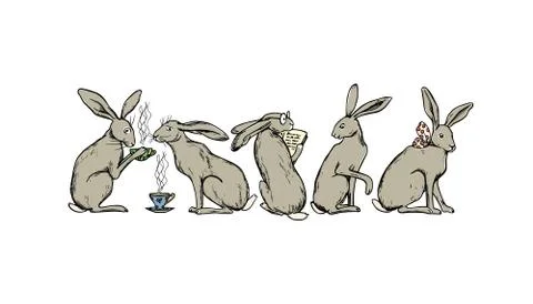 Hand drawn hares Stock Illustration