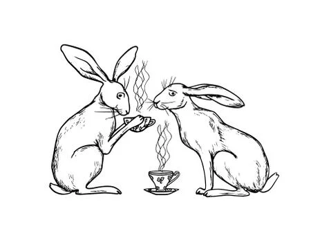 Hand drawn hares Stock Illustration