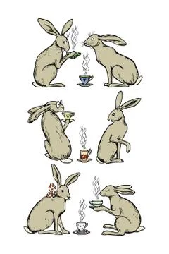 Hand drawn hares Stock Illustration