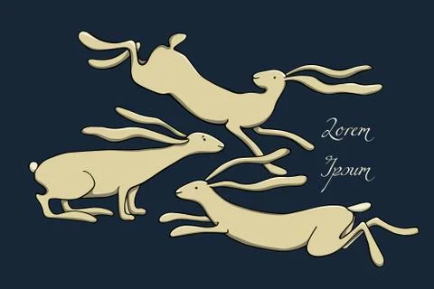 Hand drawn hares Illustrazione stock
