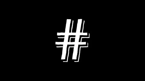 Hand drawn hash symbol animation white on black background with shadow effe.. Stock Footage 333032363