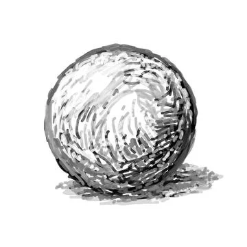 Hand drawn hatched sphere, shaded isolated art object. Simple sketch Illustrazione stock