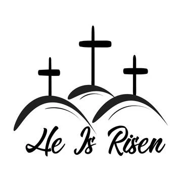 Hand drawn He is Risen calligraphy Easter text. 스톡 일러스트