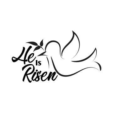 Hand drawn He is Risen calligraphy Easter text. Stock Illustration