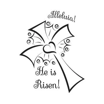 Hand drawn He is Risen calligraphy Easter text. Illustrazione stock