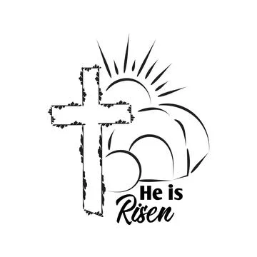 Hand drawn He is Risen calligraphy Easter text. Illustrazione stock