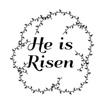Hand drawn He is Risen calligraphy Easter text. Stock Illustration