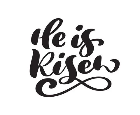 Hand drawn He is Risen Easter Calligraphy lettering Vector text. Christ Stock Illustration