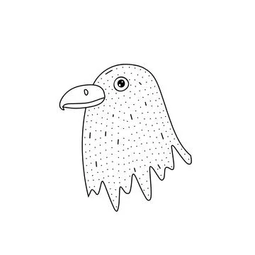 Hand drawn head of bird icon in doodle style. Cartoon head of bird vector ico Illustrazione stock