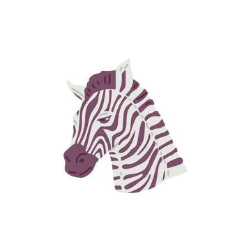 Hand drawn head of zebra, flat vector illustration isolated on white background. Stock Illustration
