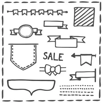 Hand drawn headers or banner vector illustration set Stock Illustration