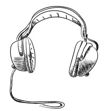 Hand drawn headphone Stock Illustration