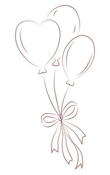 Hand Drawn Heart Balloons Stock Illustration