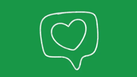 Hand Drawn Heart Bubble Animation Green Screen White Doodle Love Motion Graphic Stockbeeldmateriaal 334579372