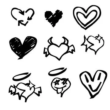Hand-Drawn Heart Doodle Set illustration Stock Illustration