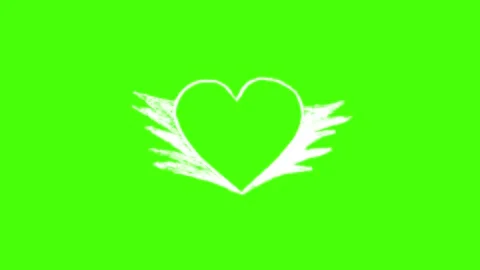 Hand-Drawn Heart Explosion Animation on Green Screen Stock Footage 321707965