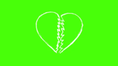Hand-Drawn Heart Explosion Animation on Green Screen Stock Footage 321707969