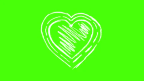 Hand-Drawn Heart Explosion Animation on Green Screen Stock Footage 321707970
