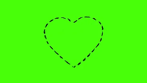 Hand-Drawn Heart Explosion Animation on Green Screen Stock Footage 321707976