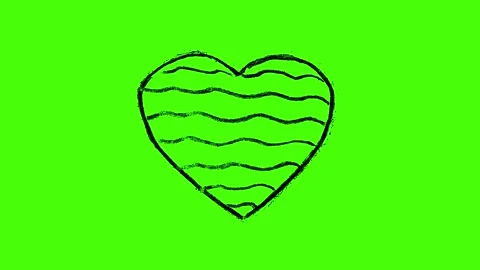 Hand-Drawn Heart Explosion Animation on Green Screen Stock Footage 321707981