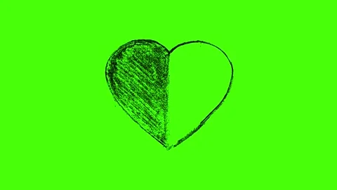 Hand-Drawn Heart Explosion Animation on Green Screen Stock Footage 321707984