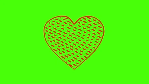 Hand-Drawn Heart Explosion Animation on Green Screen Stock Footage 321707985