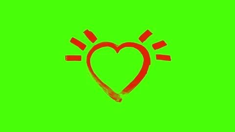 Hand-Drawn Heart Explosion Animation on Green Screen Stock Footage 321707994