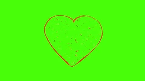Hand-Drawn Heart Explosion Animation on Green Screen Stock Footage 321707996