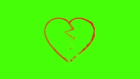 Hand-Drawn Heart Explosion Animation on Green Screen Stock Footage 321707999
