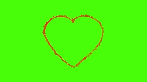 Hand-Drawn Heart Explosion Animation on Green Screen Stock Footage 321708001