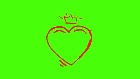 Hand-Drawn Heart Explosion Animation on Green Screen Stock Footage 321708002