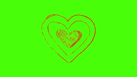 Hand-Drawn Heart Explosion Animation on Green Screen Stock Footage 321708003