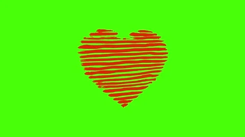 Hand-Drawn Heart Explosion Animation on Green Screen Stock Footage 321708011
