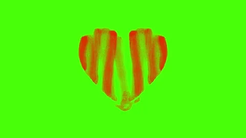 Hand-Drawn Heart Explosion Animation on Green Screen Stock Footage 321708012