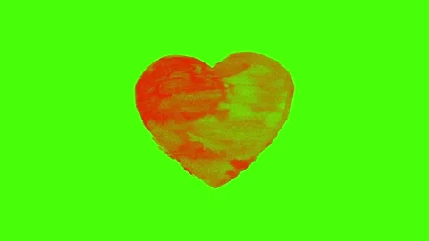 Hand-Drawn Heart Explosion Animation on Green Screen Video stock 321708013