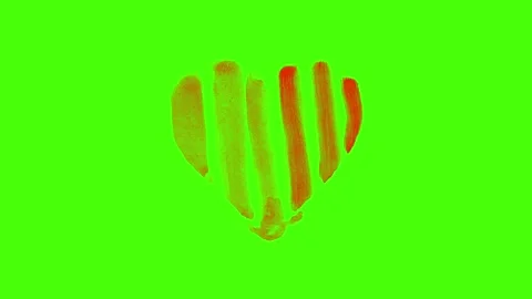 Hand-Drawn Heart Explosion Animation on Green Screen Stock Footage 321708014
