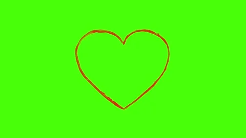 Hand-Drawn Heart Explosion Animation on Green Screen Stock Footage 321708016
