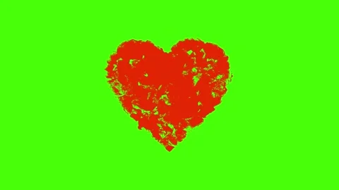 Hand-Drawn Heart Explosion Animation on Green Screen Stock Footage 321708018
