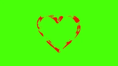 Hand-Drawn Heart Explosion Animation on Green Screen Stock Footage 321708019