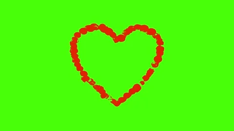 Hand-Drawn Heart Explosion Animation on Green Screen Video stock 321708020